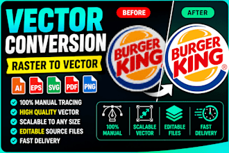 vectorize, redraw, convert logo or image to vector tracing