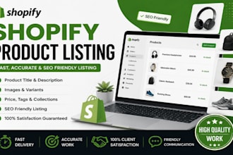 do shopify product and data entry listing