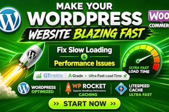fix wordpress speed optimization, guarantee 1s load time, and improve SEO