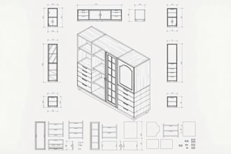 create 2d cad millwork, cabinetry, shop drawings, cutlist