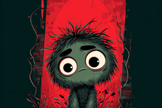 draw a creepy cute mascot character or retro illustration