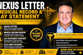 draft medical record review personal statement VA documentation
