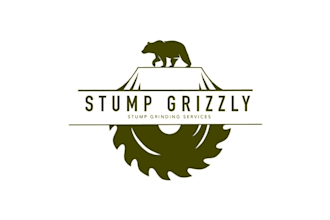 do grizzly bear tree stump logo for a stump grinding service