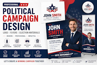 design a professional modern political campaign logo flyers for election
