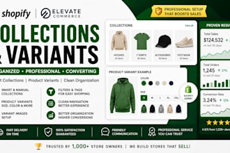 create shopify collections, product variants and color swatches