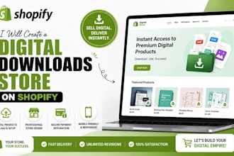 design shopify digital products website, ebook store and digital downloads store