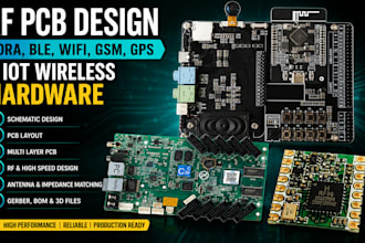 design rf pcb lora, ble, wifi, GSM, gps and iot wireless hardware