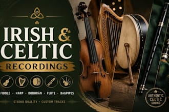 record irish fiddle celtic harp irish bodhran celtic flute scottish bagpipes