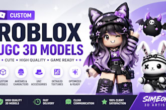 create custom roblox ugc accessories, hair, character model for your roblox game