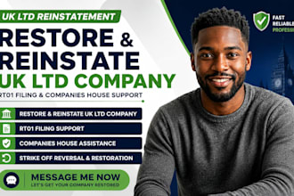 restore, reinstate UK ltd company and file rt01 for dissolved company