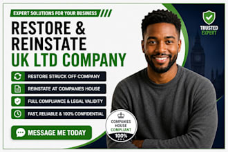 restore, reinstate UK ltd company and file rt01 for dissolved company