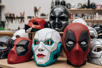 3d print and paint cosplay mask, helmet custom wearable cosplay dj armor props