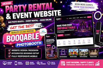 design a modern party rental website, 360 photo booth, event rental website