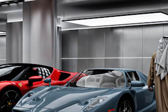 create realistic parking garage rendering and commercial parking structure