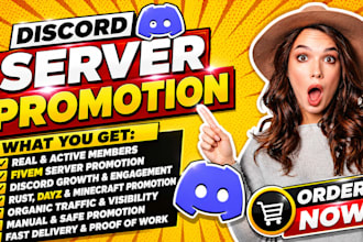 fivem server promotion, discord growth, rust, dayz, minecraft server promotion