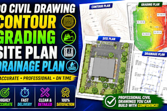 do civil drawing contour, grading, site plan, drainage plan