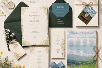 design pastoral style wedding invitation suite
