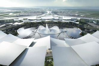 design 3d unreal engine airport terminal, airport layout, scenery, building