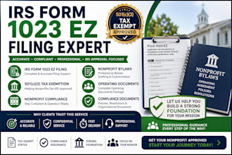 irs form 1023 ez filing and nonprofit compliance documents expert service