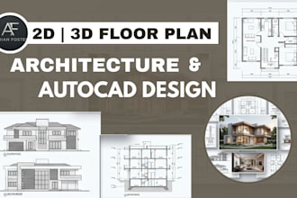 do architecture and construction drawings, 2d floor plan autocad and rendering