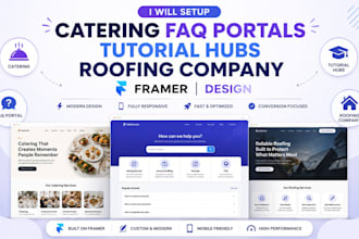 setup catering faq portals tutorial hubs roofing company framer website design