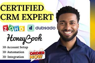 setup zoho CRM honeybook client booking dubsado honeybook workflow automation VA