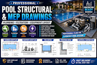 create swimming pool structural and mep drawings