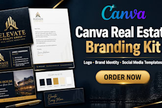 create canva real estate agent branding kit, logo, complete brand identity