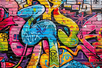 illustrate amazing custom graffiti, wall arts or murals