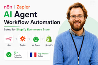 build n8n zapier ai agent workflow automation setup for shopify ecommerce store