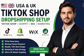 do USA UK tik tok shop dropshipping setup tiktok shop shopify wix markrting