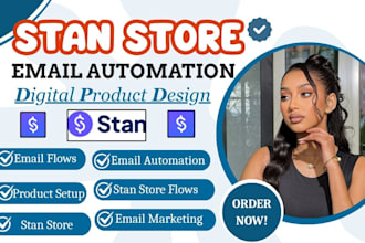 setup and design digital product for stan store, stan store automation