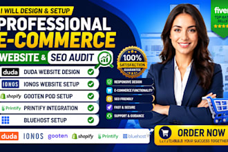 design duda ionos ecommerce website gooten pod seo audit bluehost printify setup