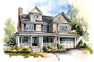 draw a watercolor house painting