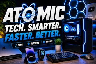 custome you tube thumbnail for tech and gaming channels