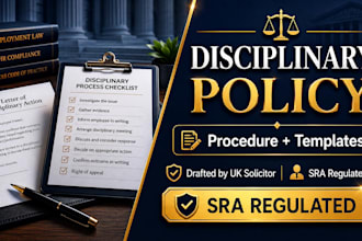 draft fair and robust UK disciplinary policy and procedure for you UK solicitor