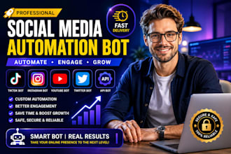 build social media bot, youtube bot, tiktok bot, twitter bot, instagram bot