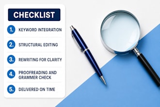 rewrite, review, optimize, proof