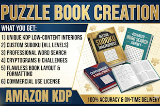 create cryptogram puzzle book crossword sudoku book word search for amazon KDP
