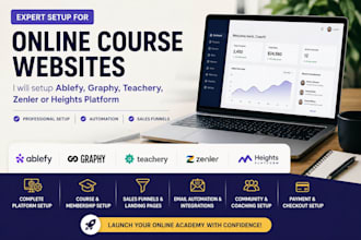 setup ablefy, graphy, teachery, zenler or heights platform online course website