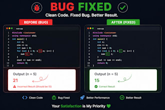 fix cpp bugs, errors and debug your code professionally