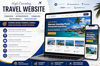 design convertri optimizepress funnelish dropfunnels paykickstart travel website