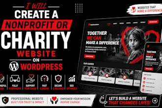 nonprofit, charity, ngo, 501c3, donation, non profit website on wordpress, wix