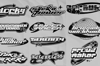 design y2k grunge metal logo for your streetwear clothing brand and t shirts