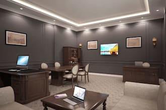 build professional 3d office interior, exterior housing, facade design, decorum