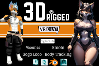 design 3d vrchat avatar nsfw furry avatar rig vrc anime fursona avatar facerig
