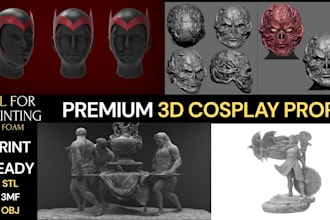 custom 3d cosplay model helmet mask cosplay armor for paint mask and 3d printing