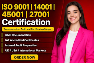 do iso 9001, 14001, 45001, 13485, 27001 documentation, audit and certifications