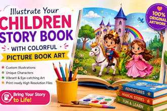 illustrate your children story book with colorful picture book art