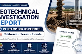 usa provide pe stamped geotechnical engineering reports ca tc fl
